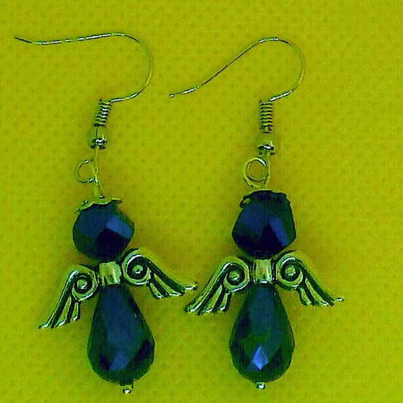 "Metallic Blue Angels” swarovski crystal earrings - Picture 1 of 1